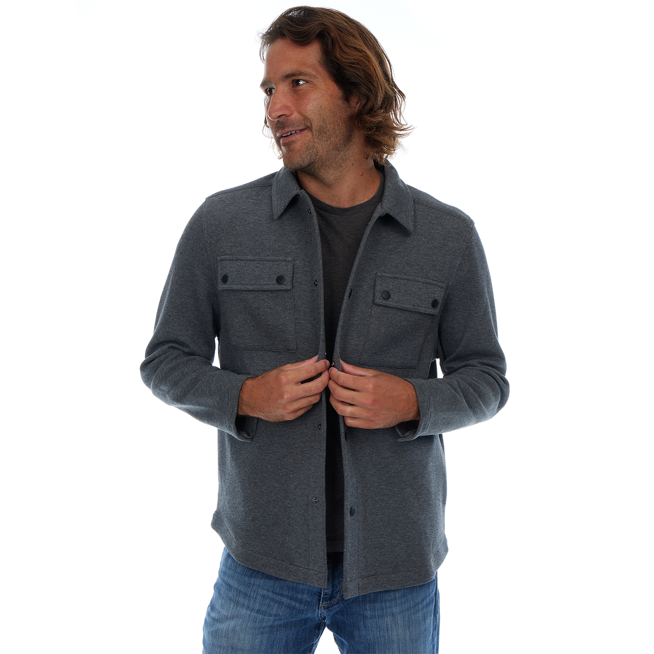 Peter Pique Shacket in Charcoal