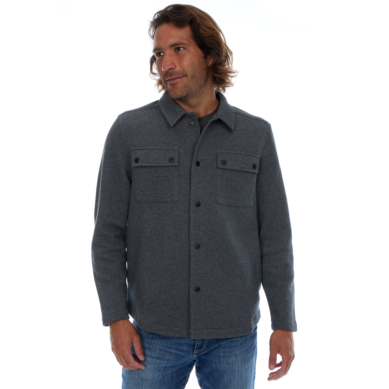 Peter Pique Shacket in Charcoal