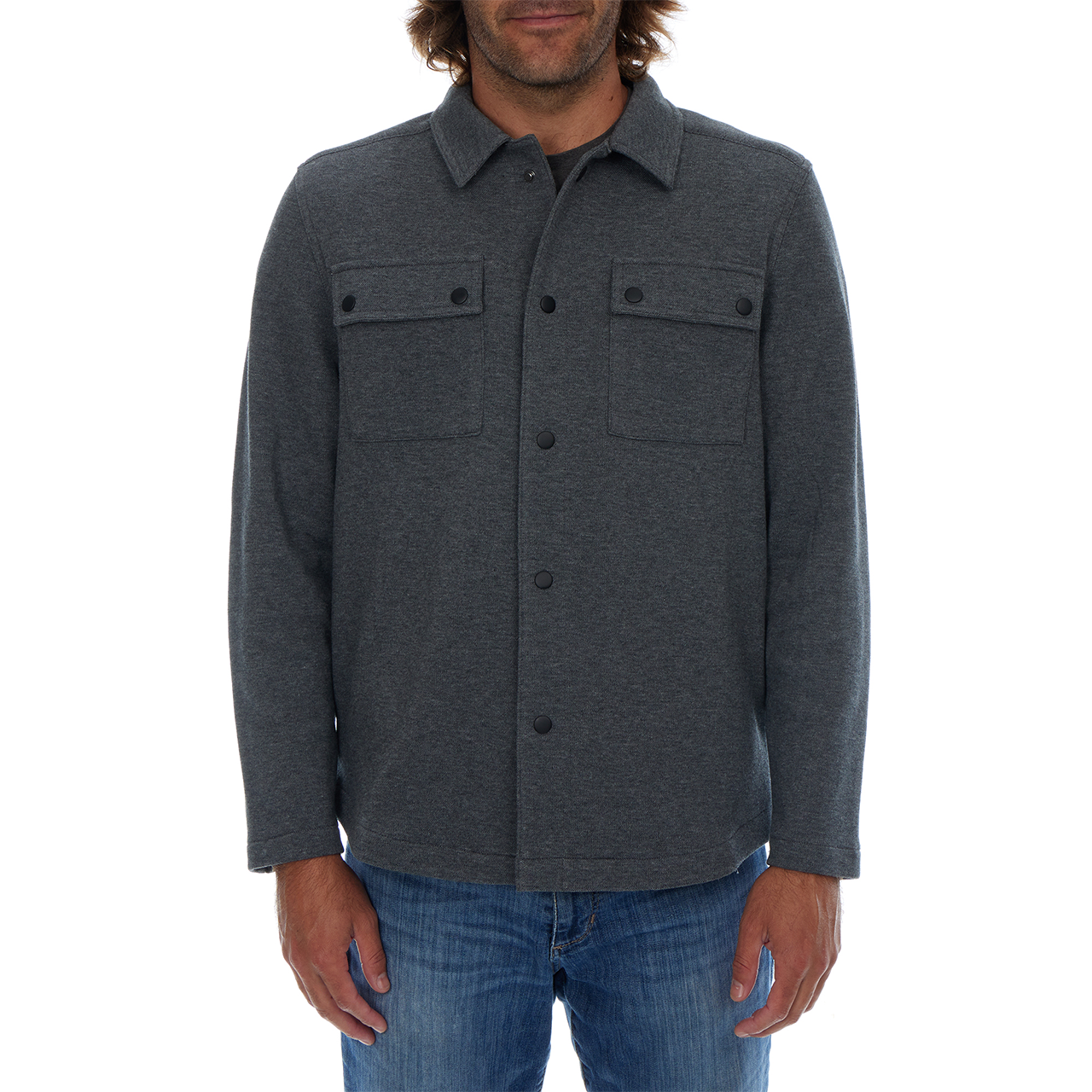 Peter Pique Shacket in Charcoal