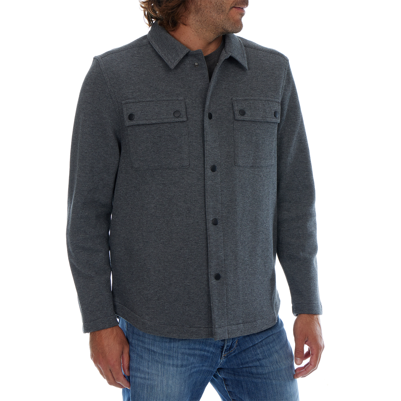Peter Pique Shacket in Charcoal