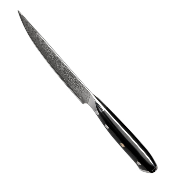 Damascus Steak Knife Set of 4, Black G10 Handle