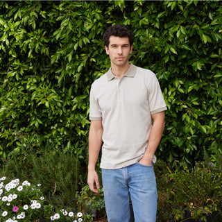 Owen Jacquard Polo in Tan