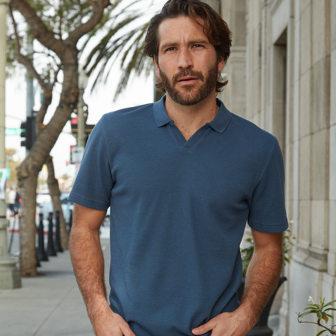 Johnny Collar Polo in Navy