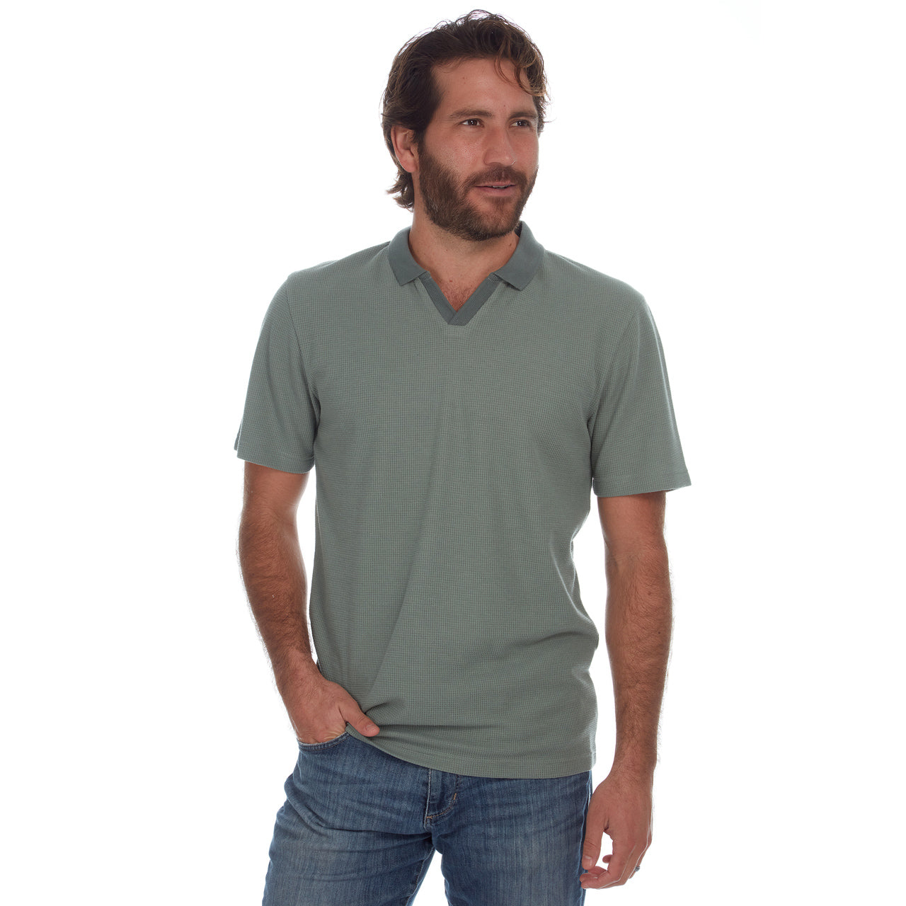 Johnny Collar Polo in Seafoam