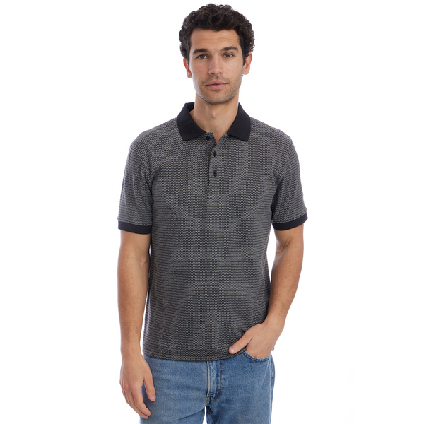 Owen Jacquard Polo in Black