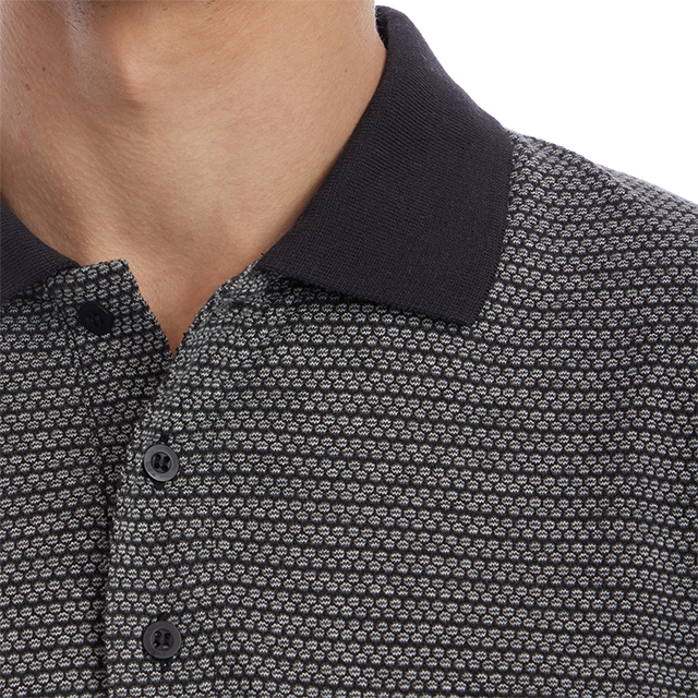 Owen Jacquard Polo in Black