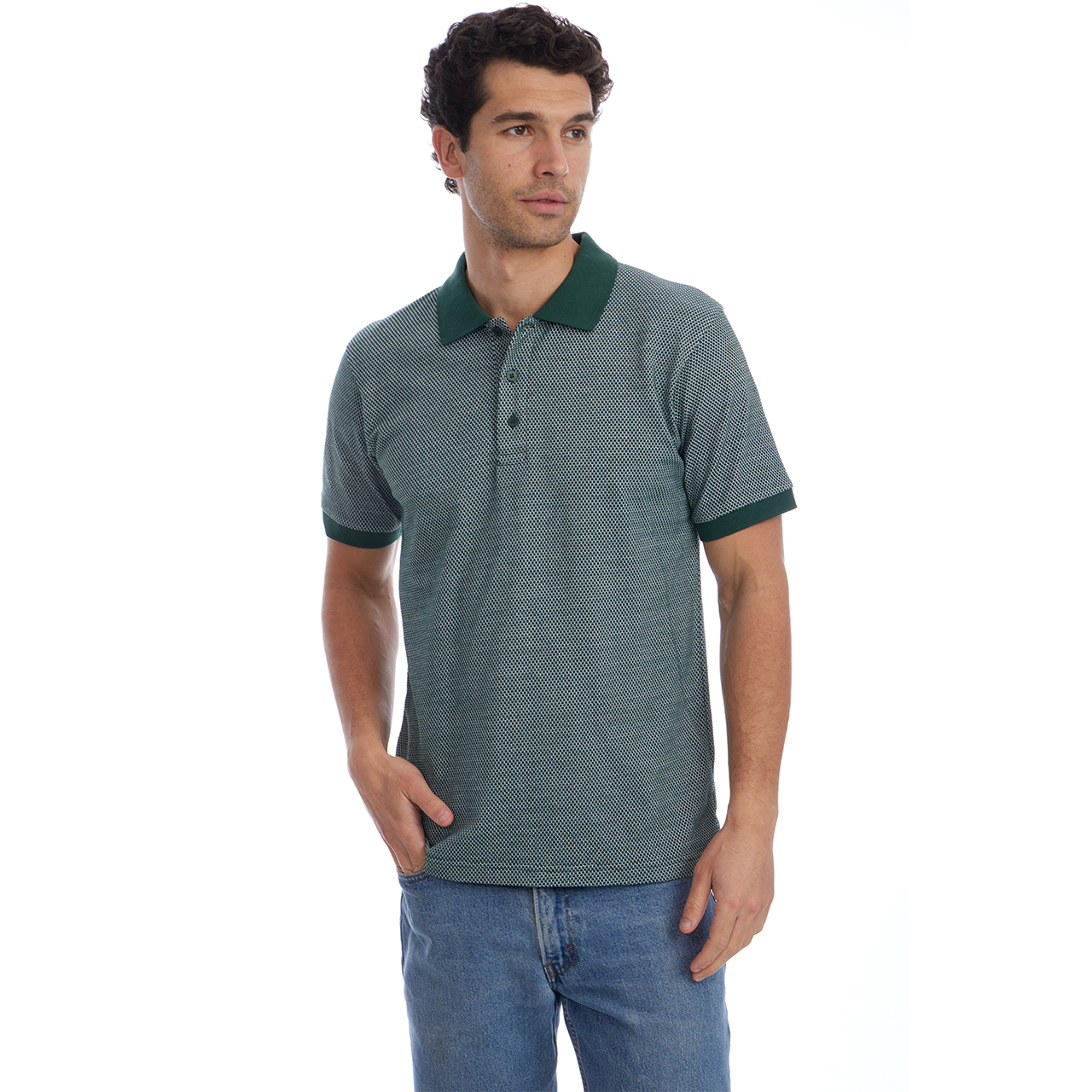 Owen Jacquard Polo in Forest