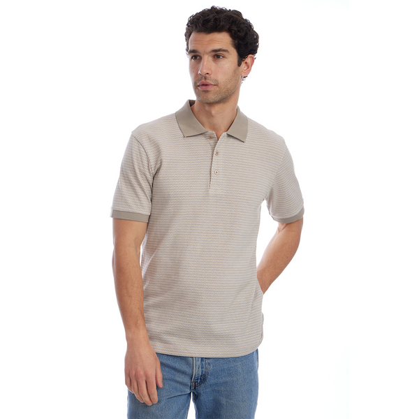Owen Jacquard Polo in Tan