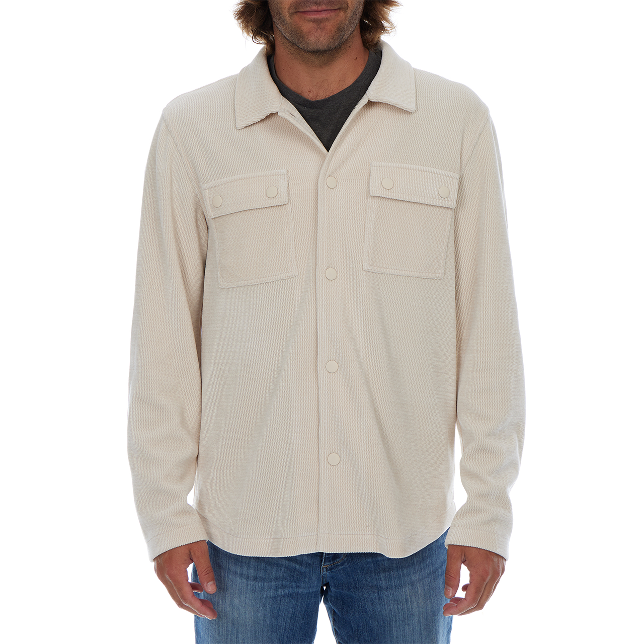 Caleb Soft Shacket in Almond Milk