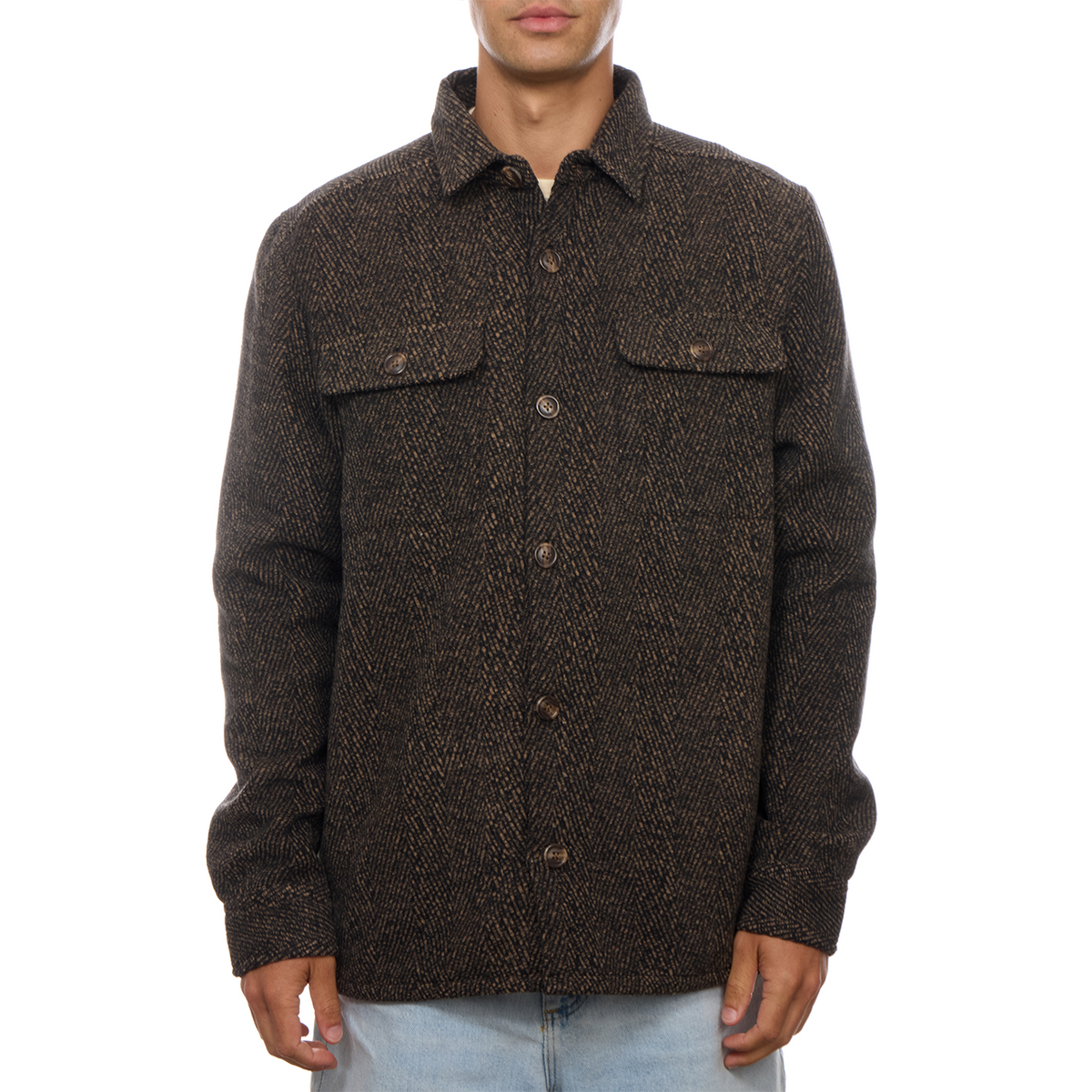 Bennett Herringbone Sherpa Lined Shacket