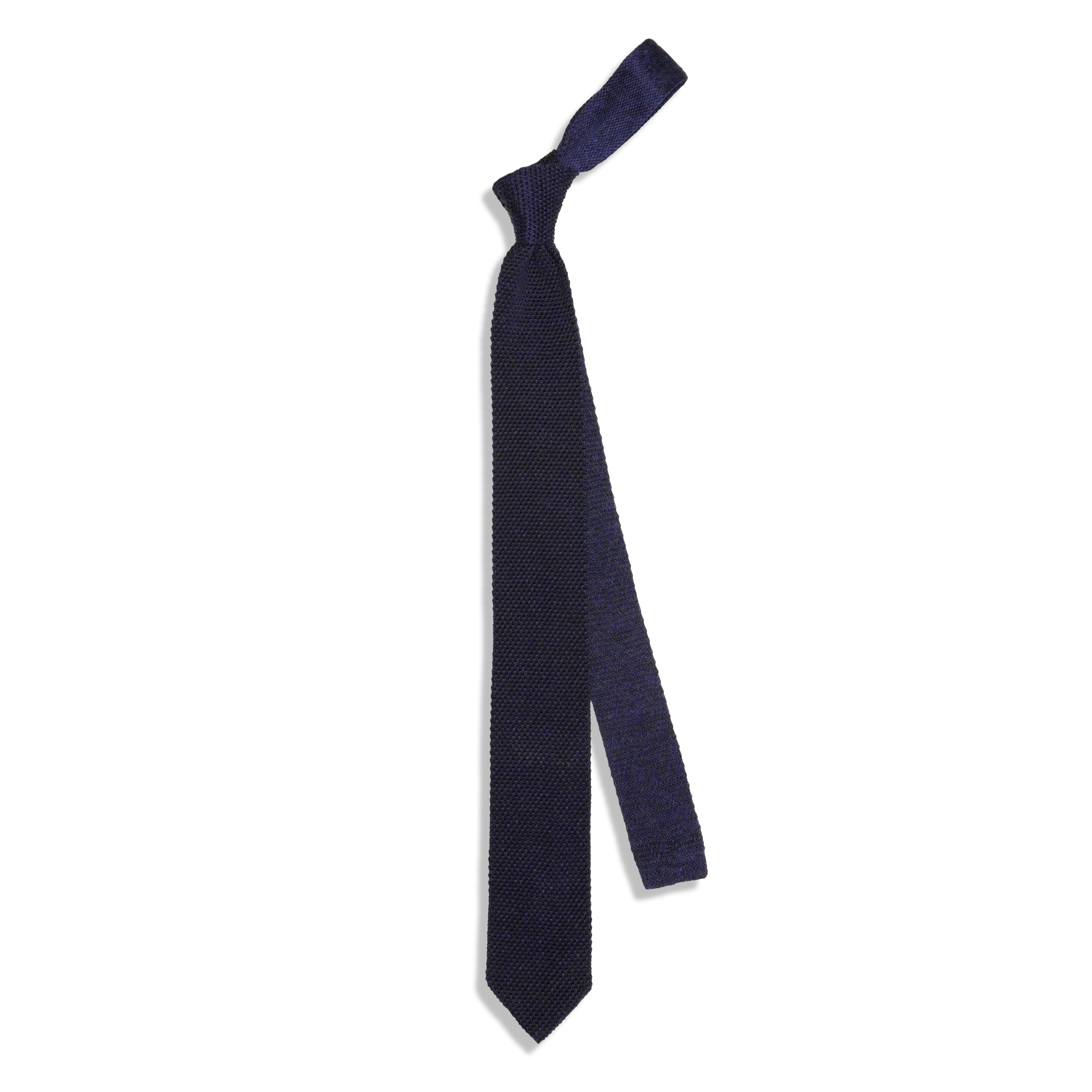 Pointed Tip Knit Navy Tie