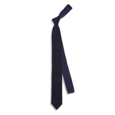 Pointed Tip Knit Navy Tie