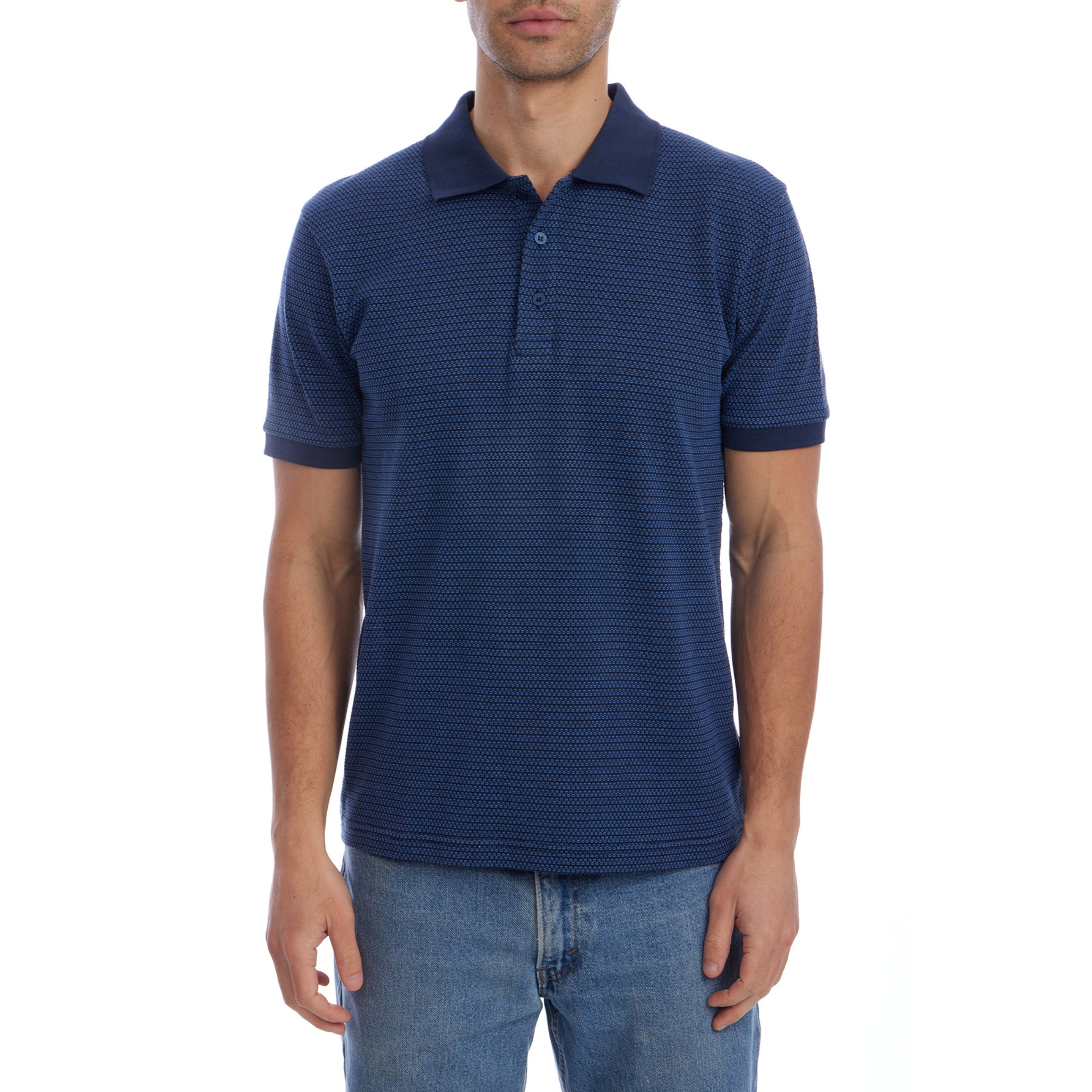 Owen Jacquard Polo in Blue